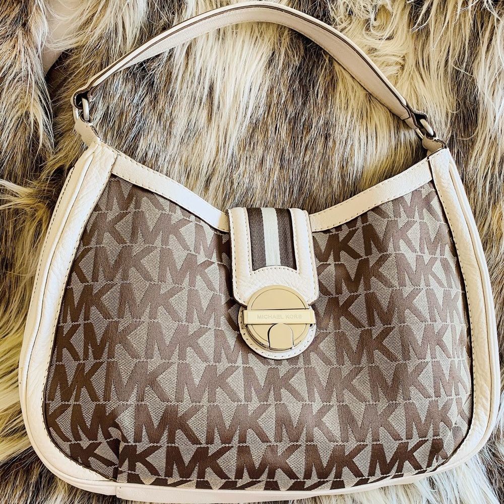 Michael Kors Signature Canvas & Leather Shoulder Bag